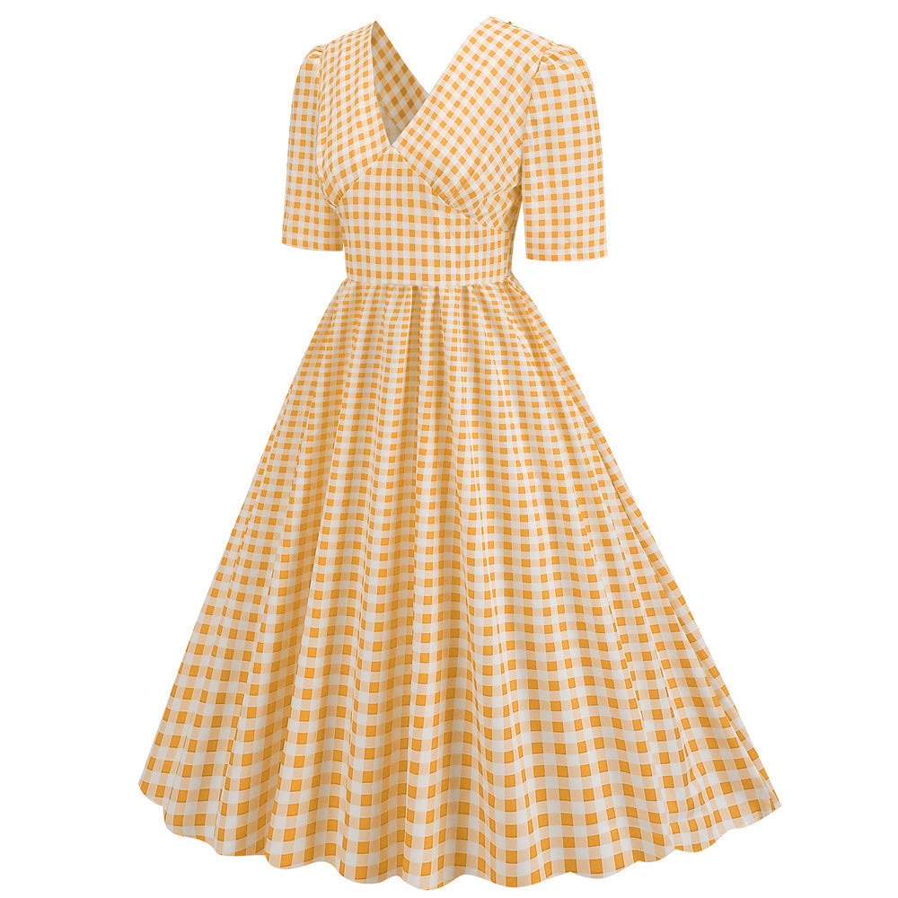 Womens Vintage Checkered Dresses