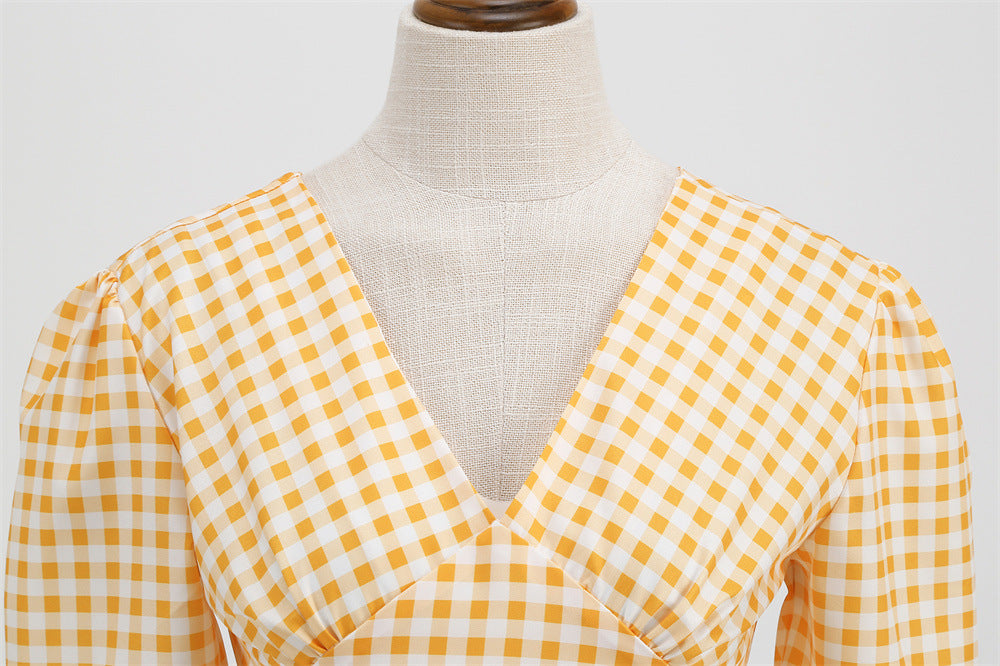 Womens Vintage Checkered Dresses