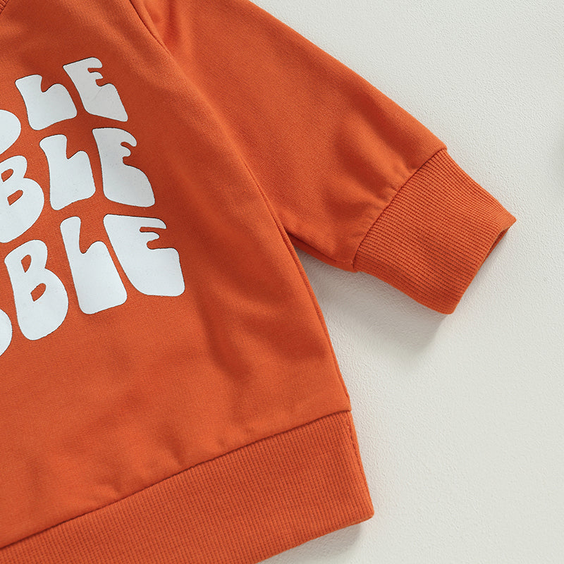Boy's & Girl's 2-Piece Thanksgiving "Gobble Gobble" Sweatshirt & Pants Sets