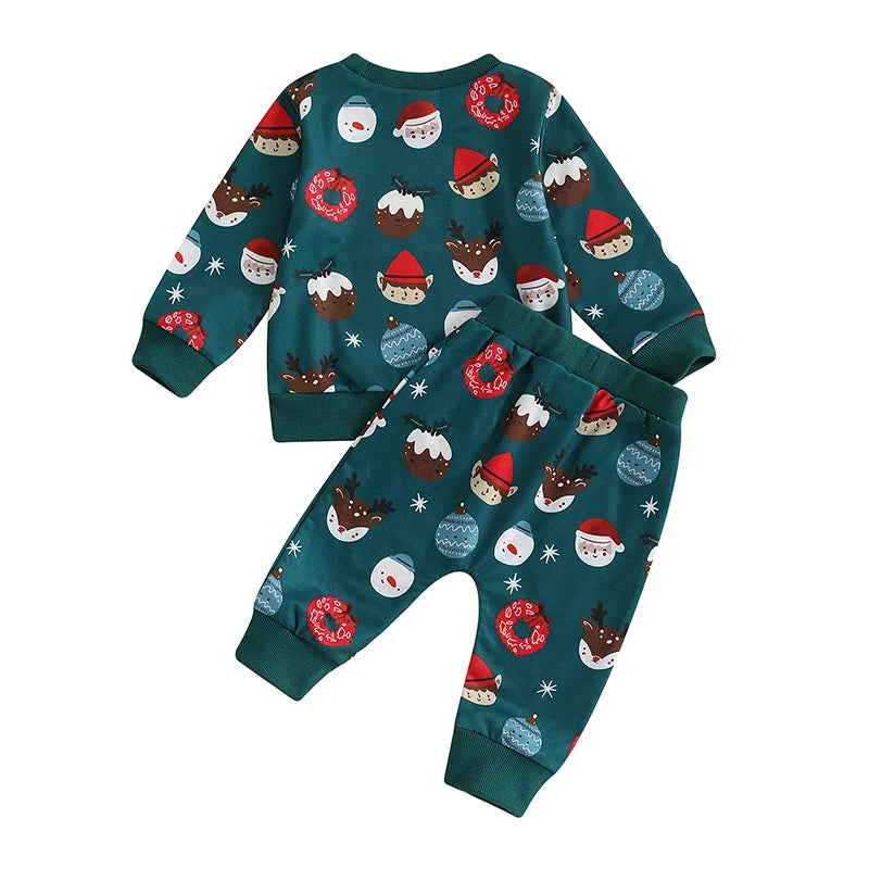 Boy's 2-Piece Christmas Holiday Print Sweatshirt & Pants Sets