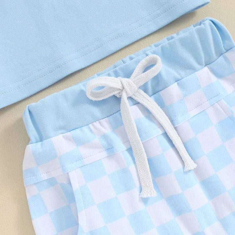 Boy's Easter Set Plaid T-Shirt & Shorts Sets