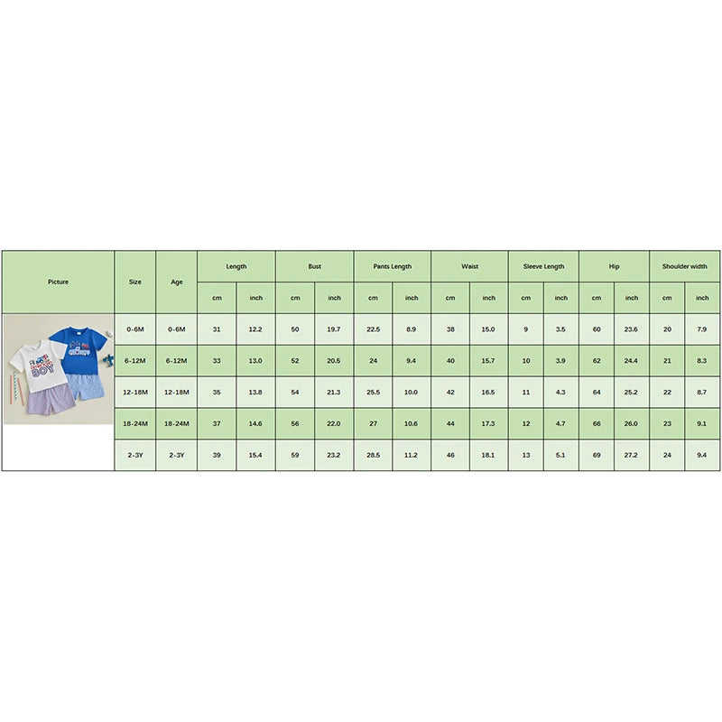 Boy's 2-Piece Embroidered 4th of July T-Shirts & Plaid Shorts Sets