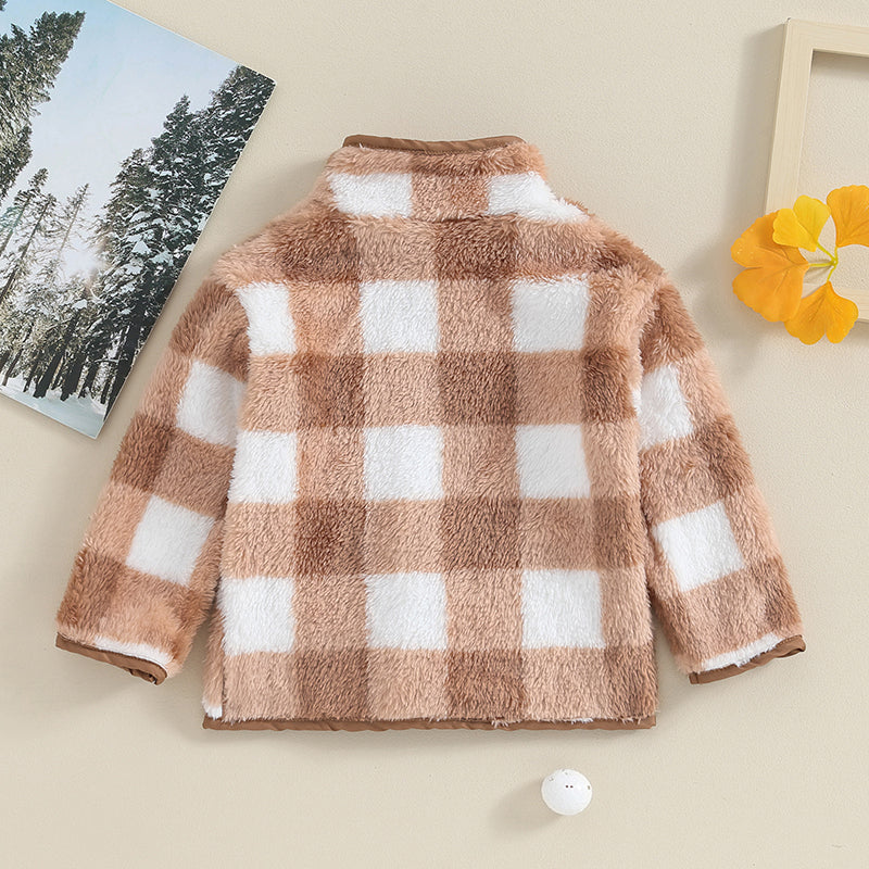 Boy's & Girl's Fuzzy Fleece Plaid Zip Jackets