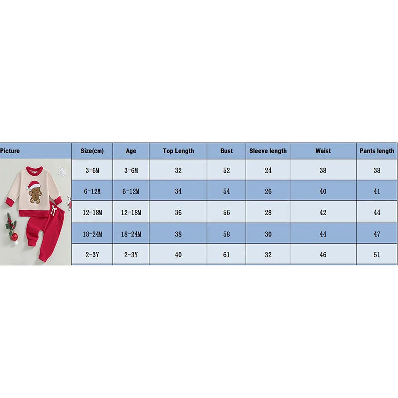 Boy's & Girl's 2-Piece Christmas Embroidered Gingerbread Man Holiday Sweatshirt & Pants Sets