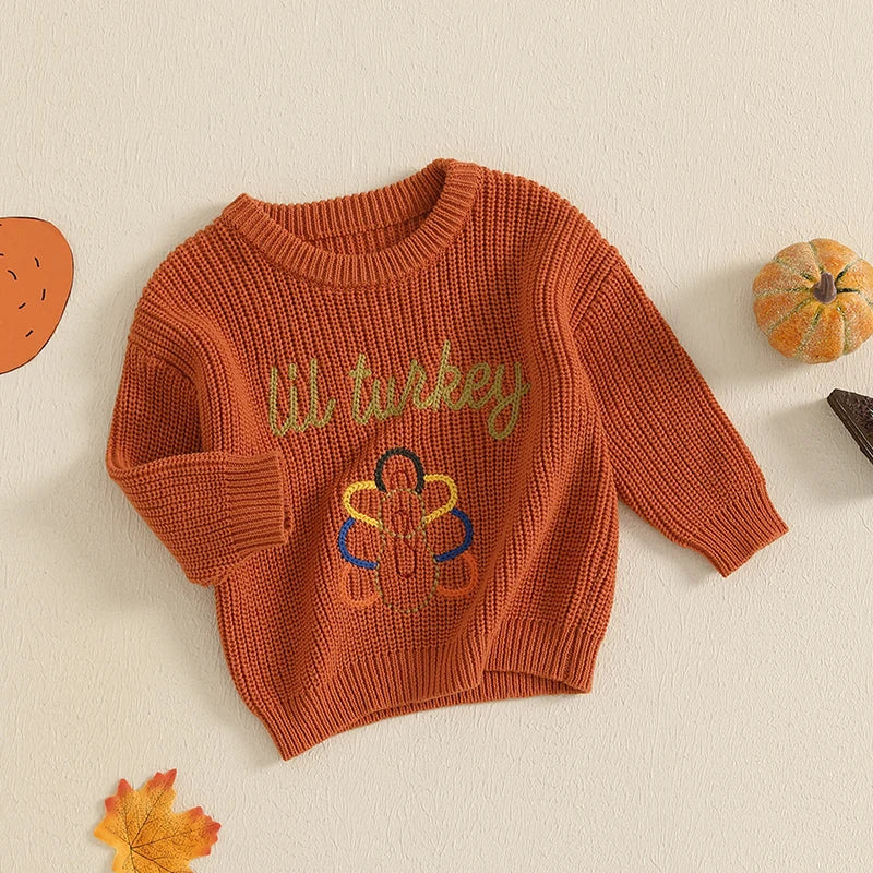 Boy's & Girl's Embroidered "Lil Turkey" Thanksgiving Turkey Sweatshirts