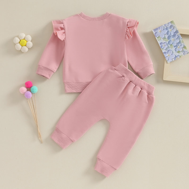 Girl’s Ruffled Sweatshirt & Drawstring Pants Sets