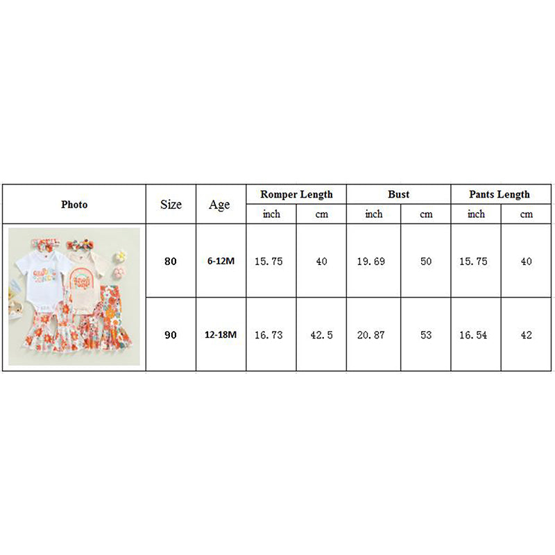 Girl's Floral "Groovie One" Onesie, Flared Pants & Bow Headband Sets