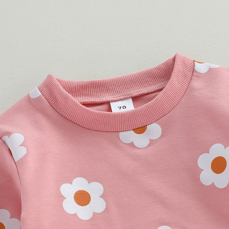 Girl’s 2-Piece Flower Sweatshirt & Pants Sets