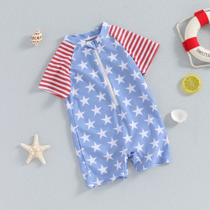 Boy's Stars & Stripes Independence Day Surf Swimsuit