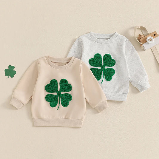 Girl's & Boy's St. Patrick's Day Embroidered Irish Clover Sweatshirts