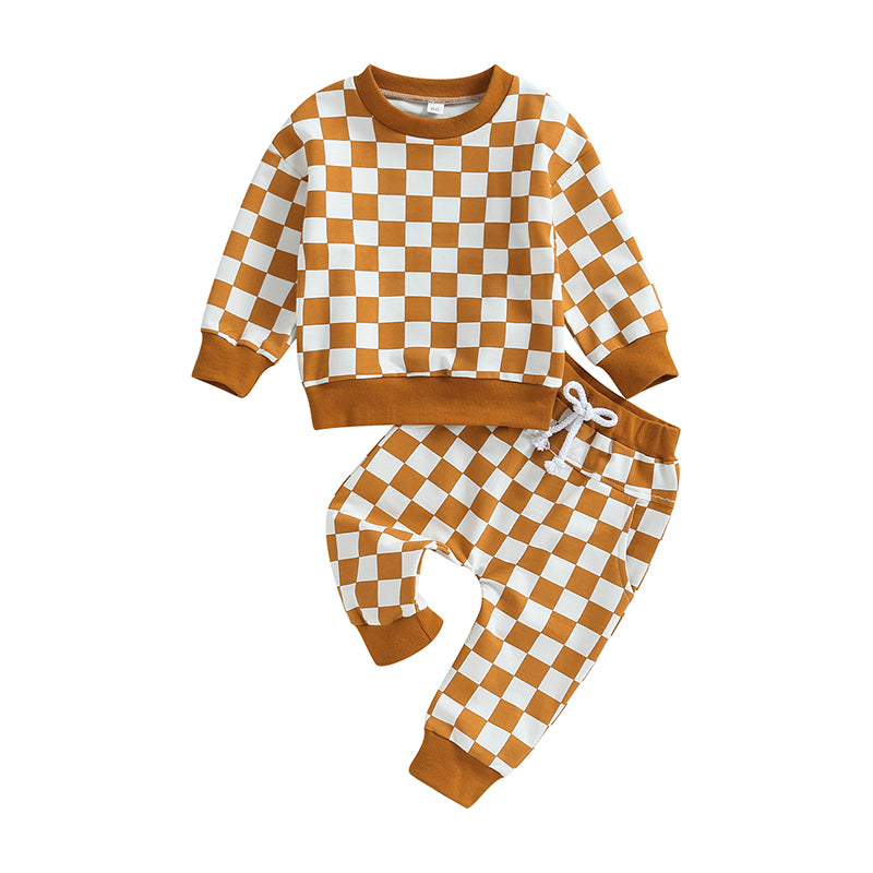 Boy's 2-Piece & Girl’s Plaid Sweatshirt & Pants Sets