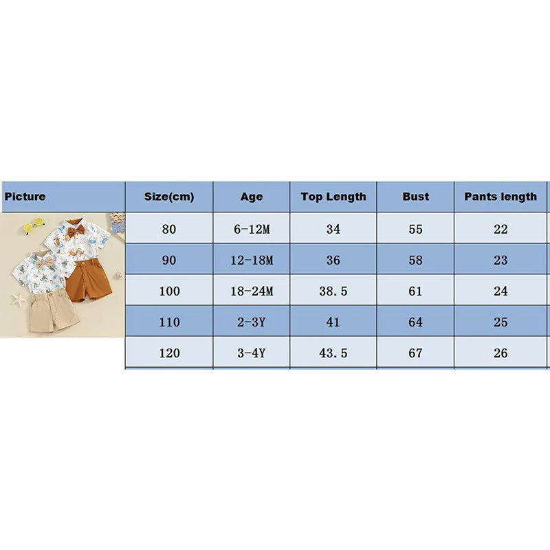 Boy's 2-Piece Rabbit & Ocean Button-Up Bow-Tie Shirts & Shorts Sets