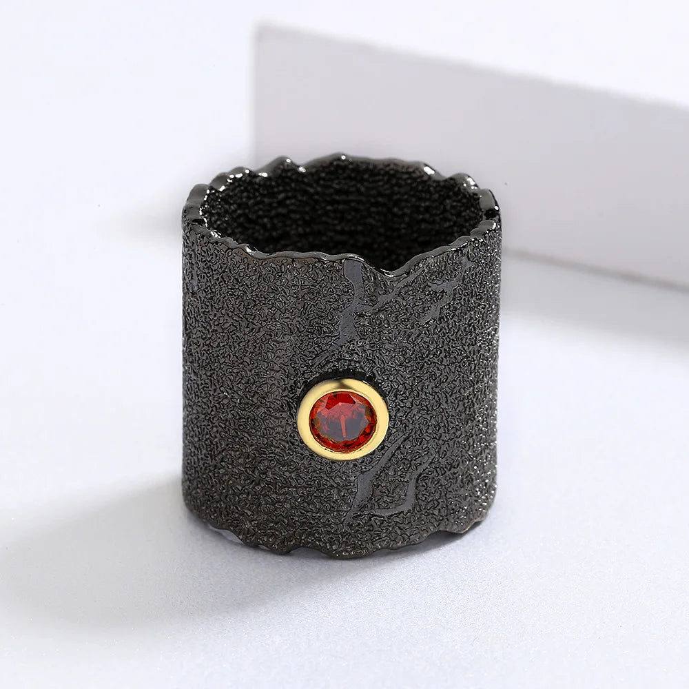 Medieval Ruby Zircon Black & Gold Series Rings