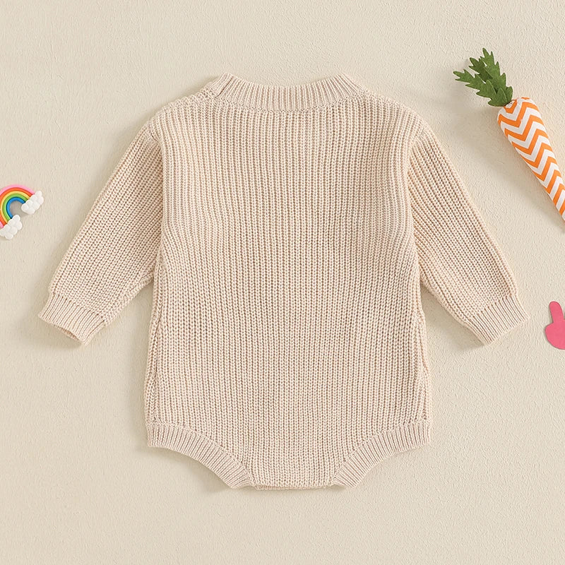 Girl's & Boy's Sweater Embroidered Easter Carrot Rompers Onesies