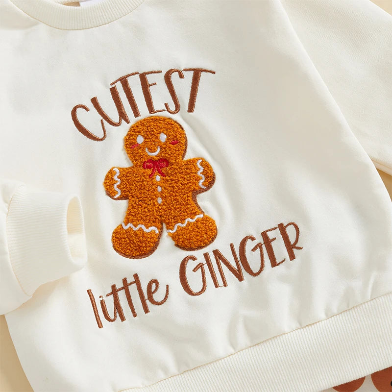 Boy's & Girl's 2-Piece Christmas Embroidered "Cutest Little Ginger" Holiday Sweatshirt & Pants Sets