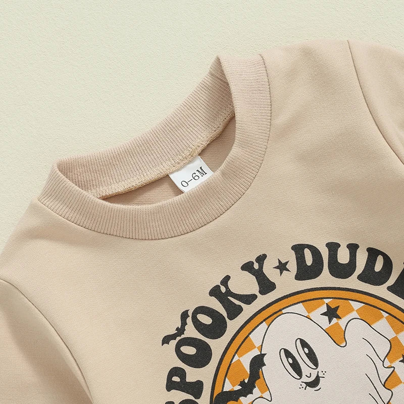 Boy's 2-Piece Halloween "Spooky Dude" Ghost Sweatshirt & Sweatpants