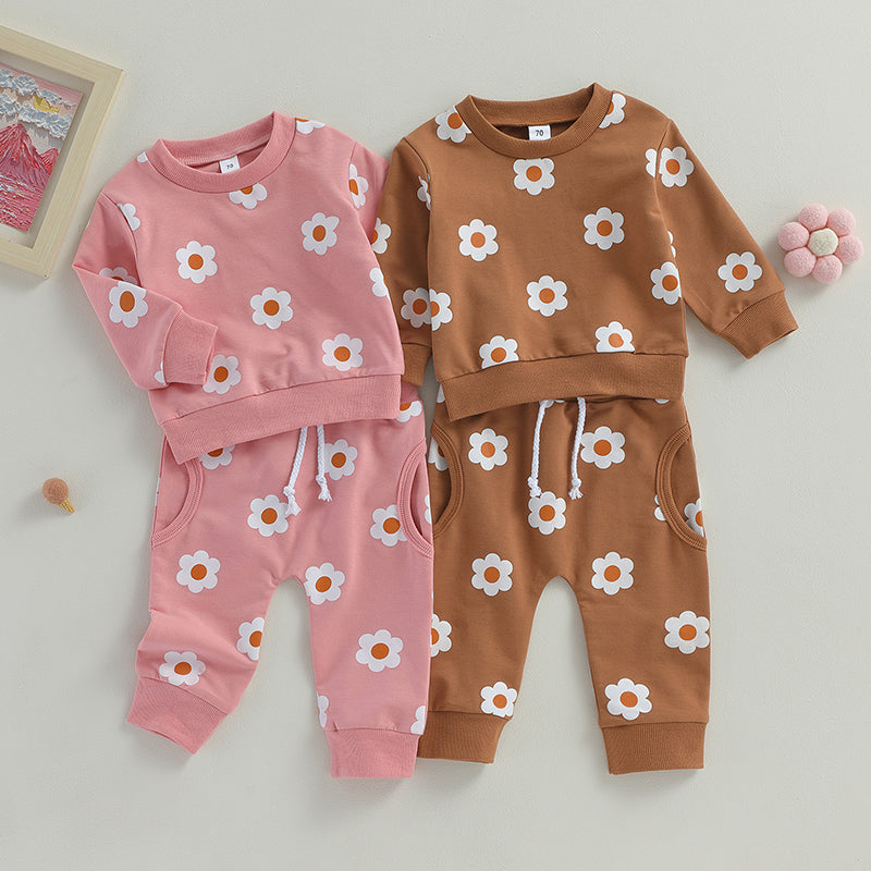 Girl’s 2-Piece Flower Sweatshirt & Pants Sets