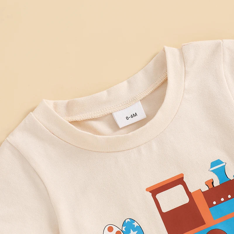 Boy's Easter Eggs/Bunny/Carrot/Tractor T-Shirt & Shorts Sets
