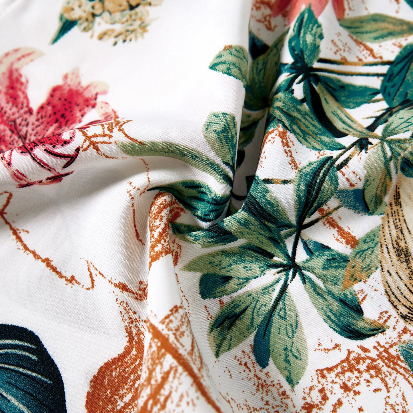 Family Matching! Beach Shirt & Floral Button-Front Strap Dresses