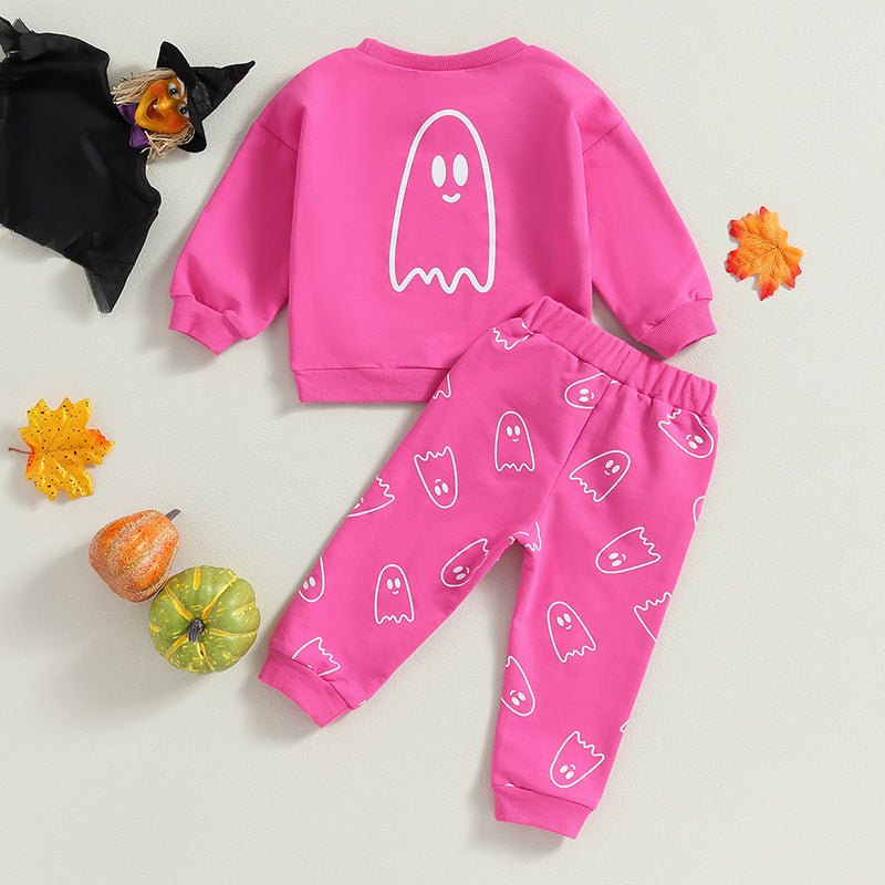 Girl’s & Boy’s Halloween 2-Piece Ghost Sweatshirt & Pants Sets