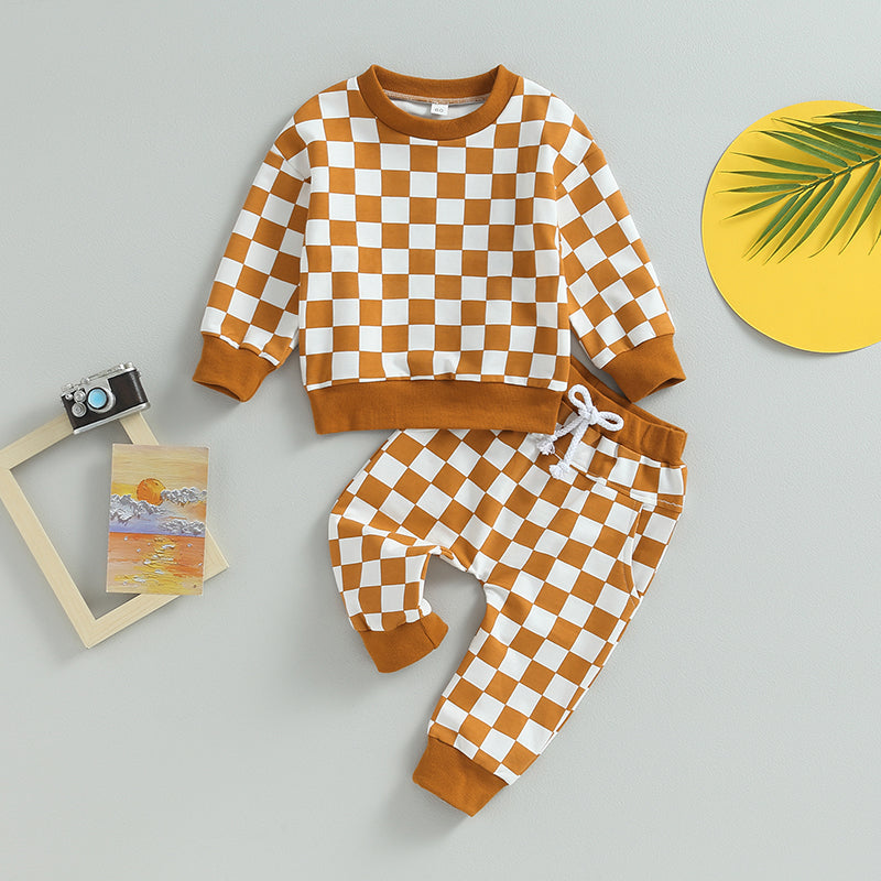 Boy's 2-Piece & Girl’s Plaid Sweatshirt & Pants Sets