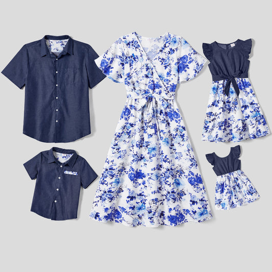 Family Matching! Belted Floral Dresses & Button-Up Polo T-Shirts