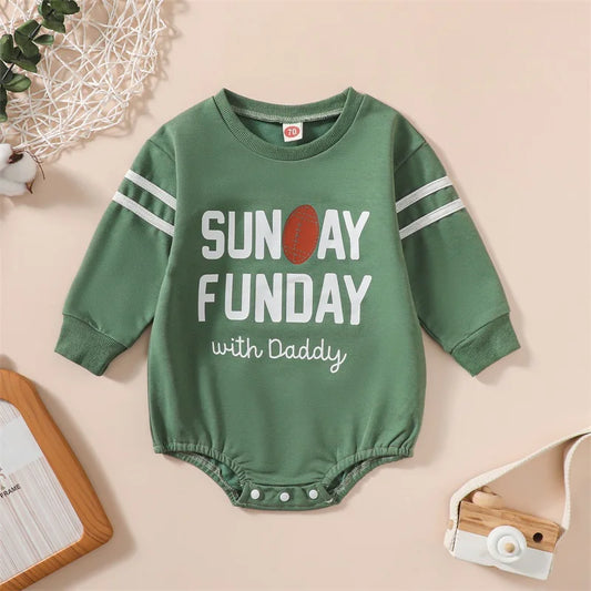 Boy's "Sunday Funday With Daddy" Football Onesies