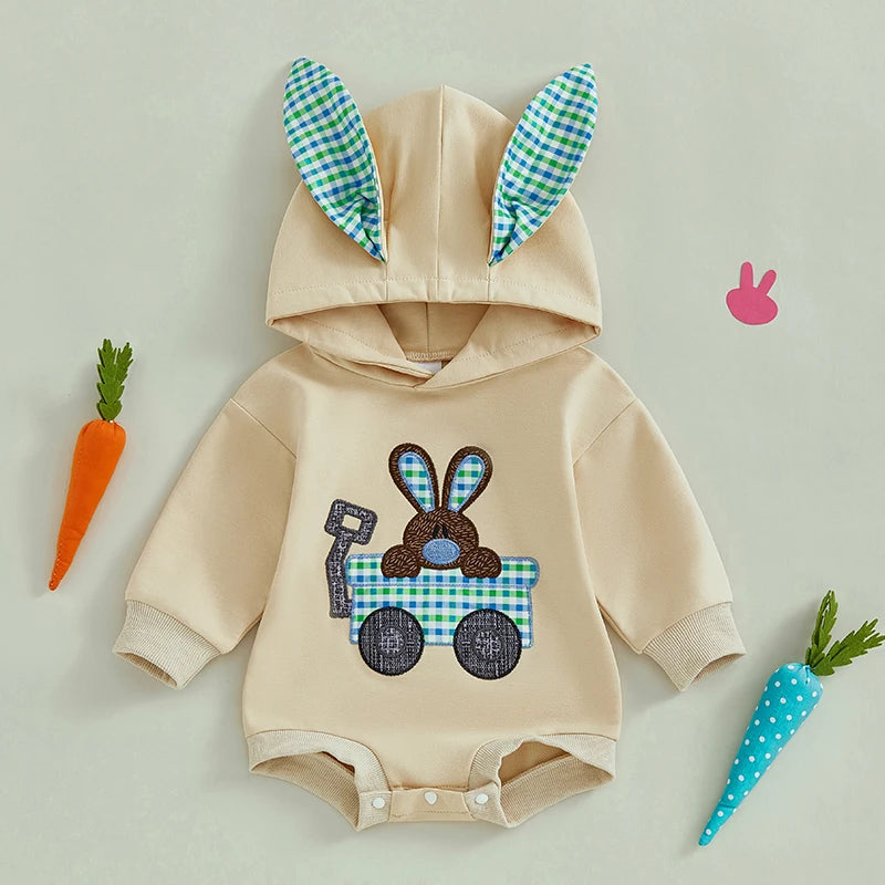 Boy's My First Easter Bunny Hoodie Rompers