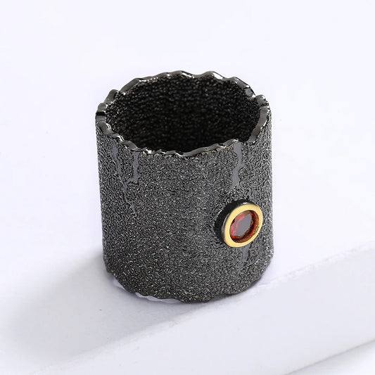 Medieval Ruby Zircon Black & Gold Series Rings