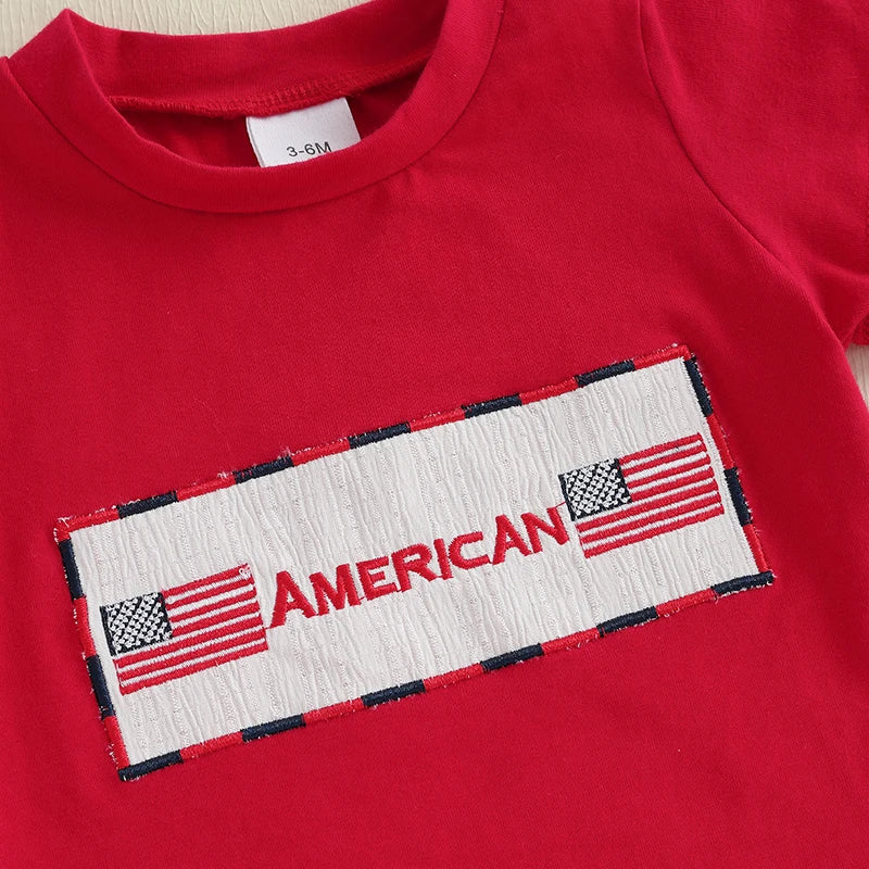 Boy's 2-Piece 4th of July T-Shirts & USA Flag Shorts Sets