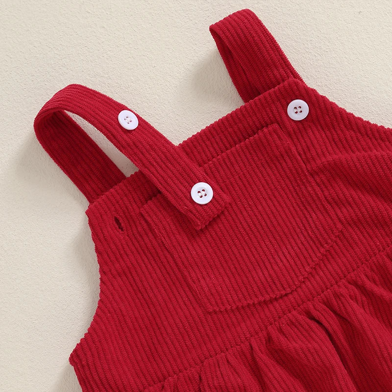 Girl's Floral & Strawberry Print Ruffled Onesie & Bib Overall Dress Sets