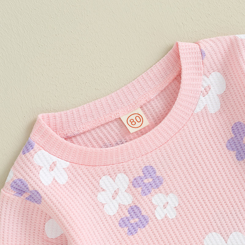 Girl's Floral Sweatshirt & Flared Pants Sets