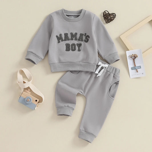 Boy's 2-Piece "Mama's Boy" Sweatshirt & Pants Sets