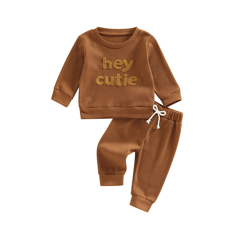 Boy's & Girl's 2-Piece "Hey Cutie" Sweatshirts & Pants Sets