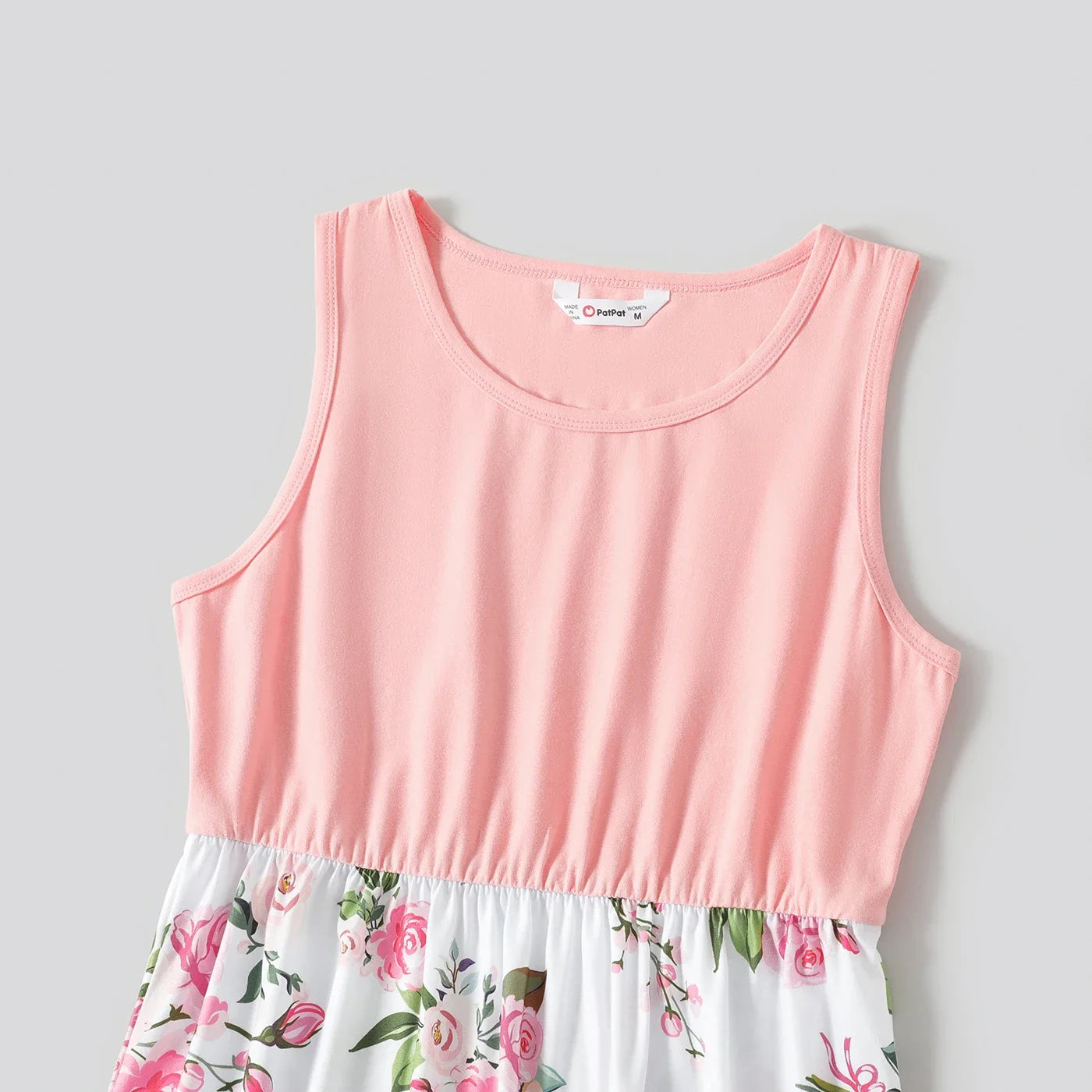 Family Matching! Pink Sleeveless Floral Midi Dresses, Rompers & Color Block Polo Shirts