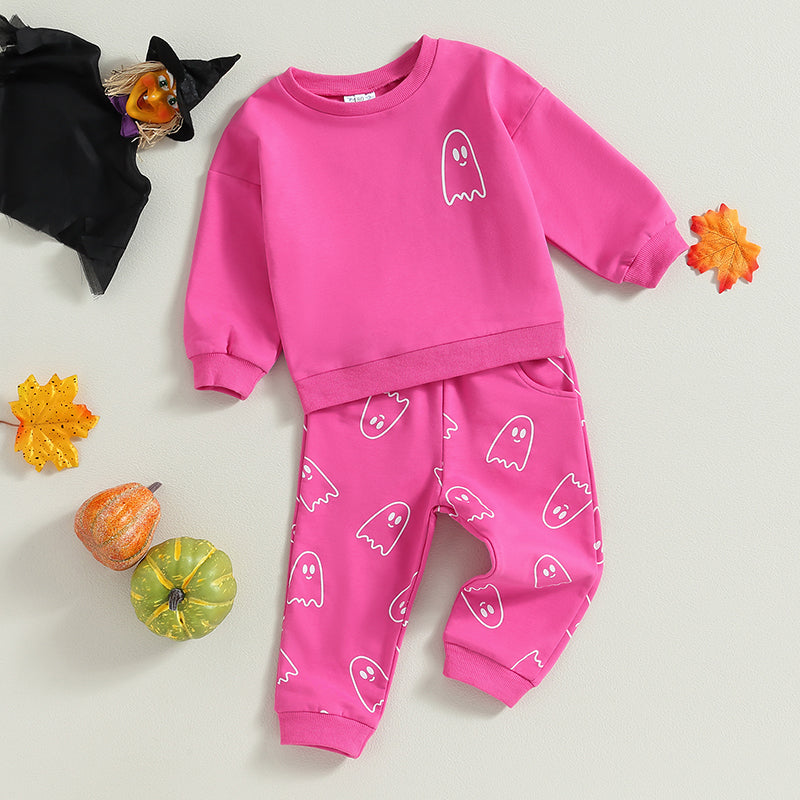 Girl’s & Boy’s Halloween 2-Piece Ghost Sweatshirt & Pants Sets