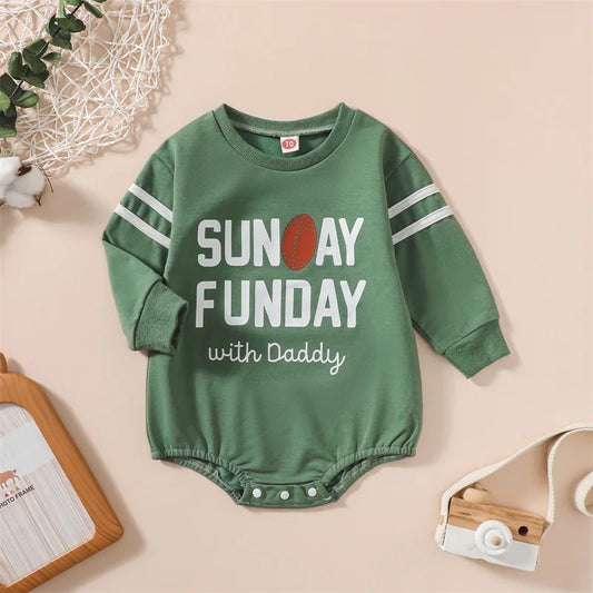 Boy's "Sunday Funday With Daddy" Football Onesies
