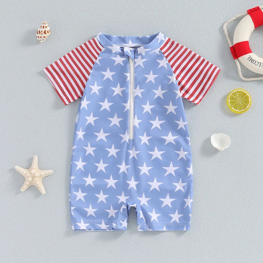 Boy's Stars & Stripes Independence Day Surf Swimsuit
