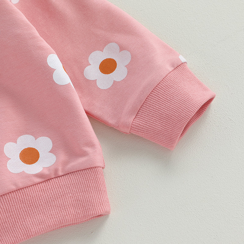 Girl’s 2-Piece Flower Sweatshirt & Pants Sets