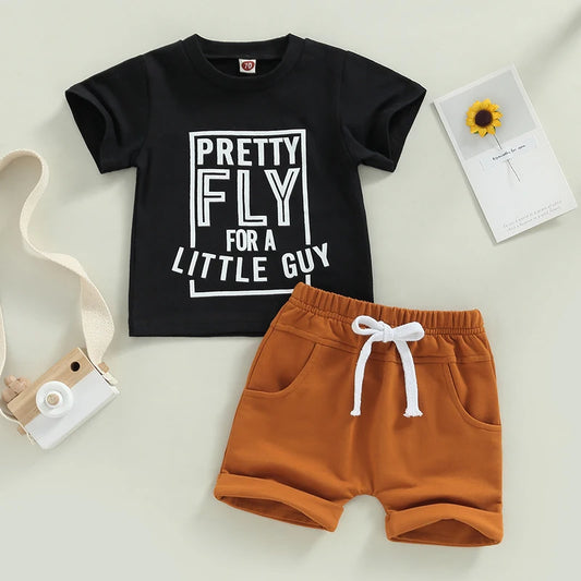Boy's 2-Piece "Pretty Fly For A Little Guy" T-Shirts & Shorts Sets