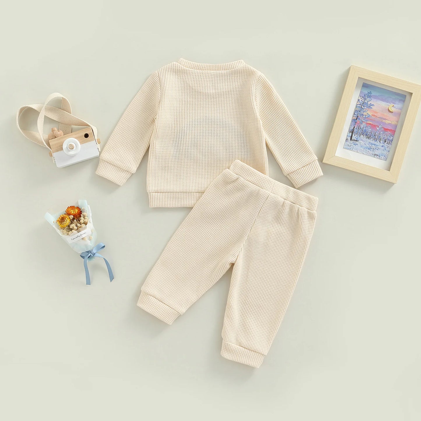 Boy's & Girl's 2-Piece "Happy" "Hooray" & Rainbow Print Sweatshirt & Pants Sets