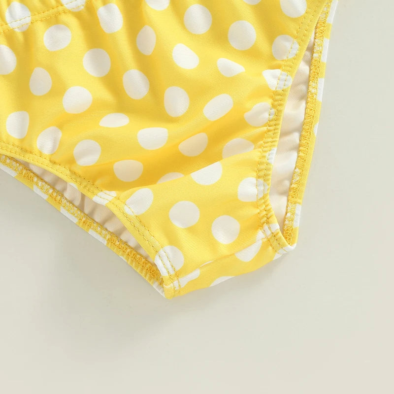 Girl's 3-Piece Dot & Cup Cake Bikinis & Bow Headband Swimsuit Sets