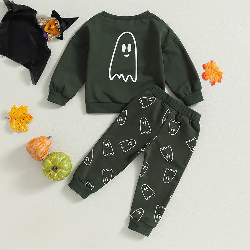 Girl’s & Boy’s Halloween 2-Piece Ghost Sweatshirt & Pants Sets