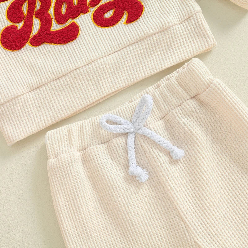 Boy's & Girl's 2-Piece Christmas Embroidered "Santa Baby" Sweatshirt & Pants Sets