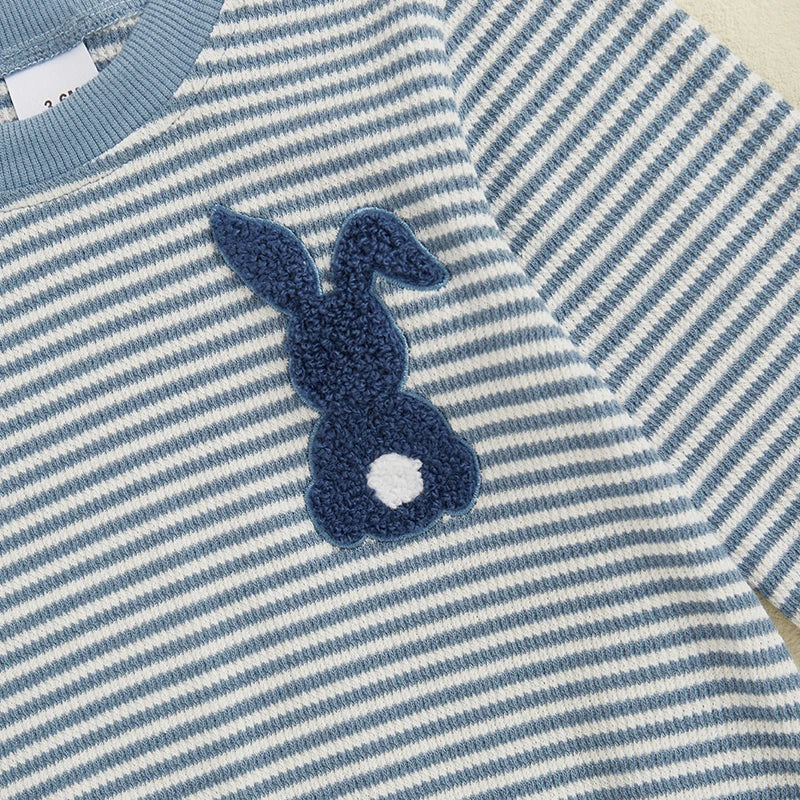 Boy's Embroidered Easter Bunny & Carrot Striped Onesies