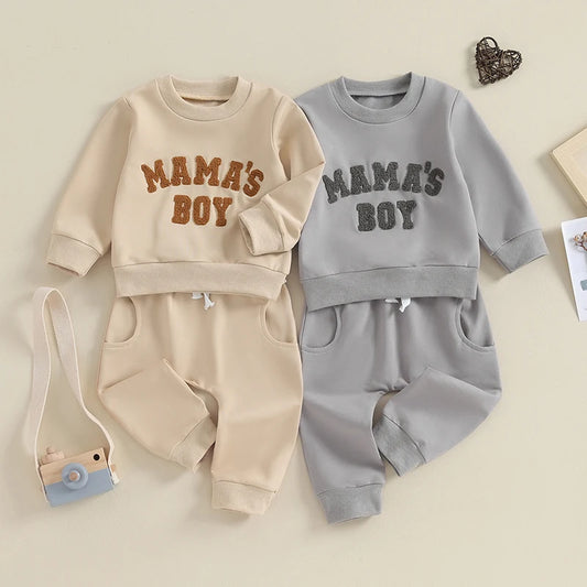 Boy's 2-Piece "Mama's Boy" Sweatshirt & Pants Sets
