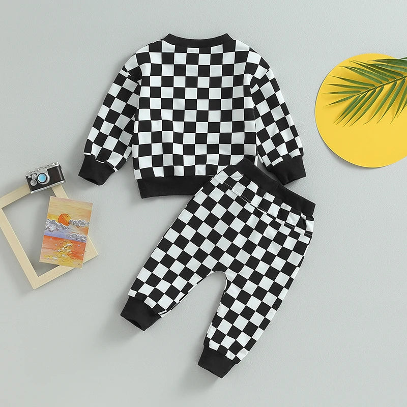 Boy's 2-Piece & Girl’s Plaid Sweatshirt & Pants Sets