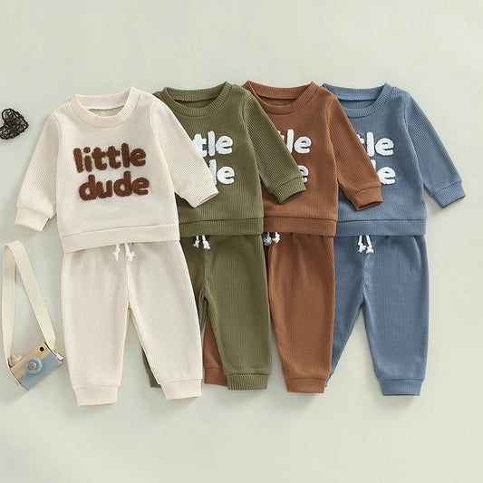 Boy's 2-Piece "Little Dude" Sweatshirts & Pants Sets