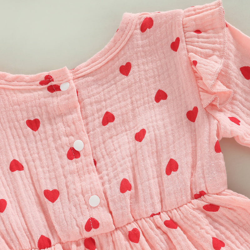 Girl's Heart Romper Dresses & Headband Sets
