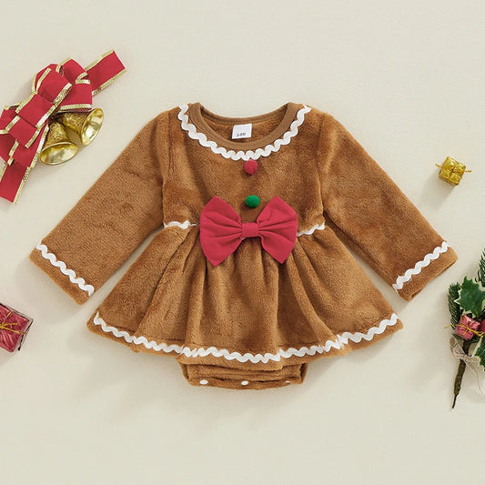 Girl's Gingerbread Christmas Romper